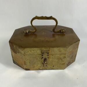 19c Vintage Handmade 120 Asli Stag Chap Royal Betel Nut‎ Tobacco Brass Box 12"